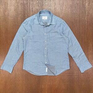 Rag & Bone Tailored Workwear Shirt L Blue White Stripe Gingham Lined L/S